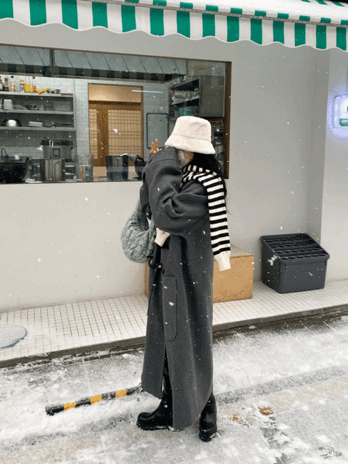 원앤 오버핏 울 더플 코트 (2color)